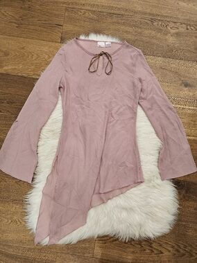 Vintage Asymmetrical Dusty Rose Tie-Neck Tunic